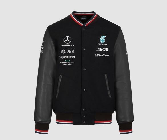Mercedes AMG PETRONAS F1 Bomber Varsity Jacket Men s Fashion