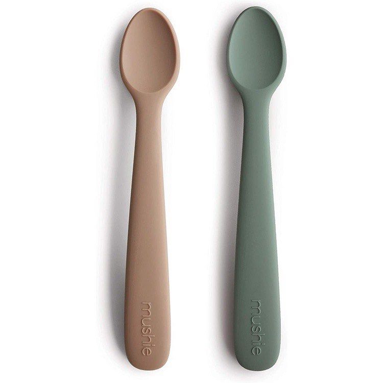 Mushie Silicone Feeding Spoons (Dried Thyme/Natural) 2-Pack