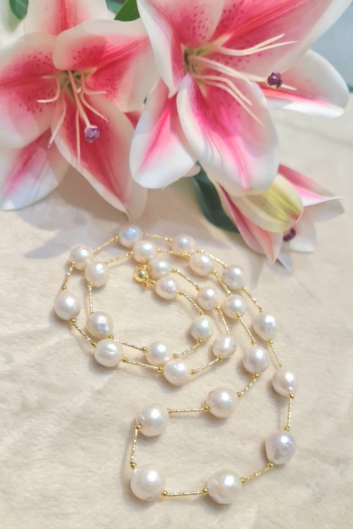 Raw pearl shop necklace