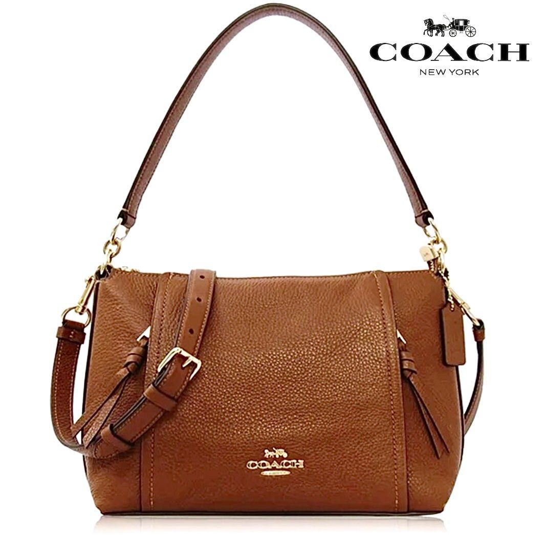 New Coach Original 1597 Brown Small Marlon Shoulder Bag in Signature Canvas Women Crossbody Sling Bag with Full Set of Coach Package