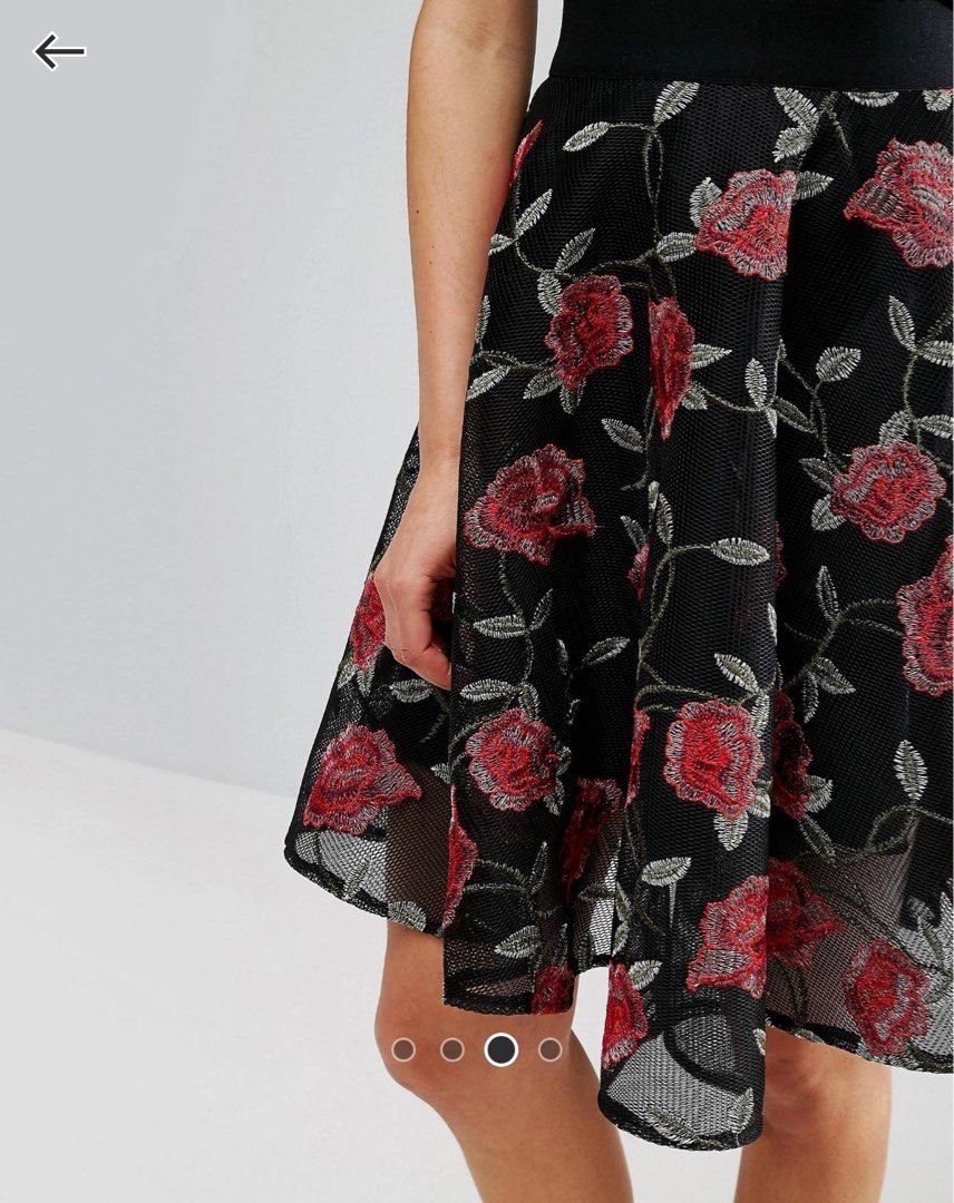 New Look Premium Rose Floral Embroidered Skirt Women s Fashion Bottoms Skirts on Carousell