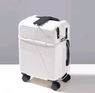 New White Handcarry Luggage With Gadget Compartment plus USB Port for powerbank rubber wheels 3digit security