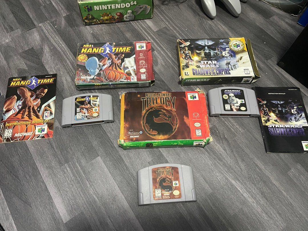 Nintendo 64 Games & Controllers (Category: Nintendo) located in Mandaluyong City. Submitted by mr.playsafe (Listing ID 1270053104, Image 2). Description: N64 Games & Controllers Games Hangtime (CIB) - 1,500 Starwars Shadows of The Empire (CIB) - Sold Mortal Kombat Trilogy - 3,000 Controllers Gray Controller w/ Box - Sold Gray Controller - 700 Black Controller - 700 each All are tested and working Warranty: No Warranty. Meet up: Kalentong, Mandalu