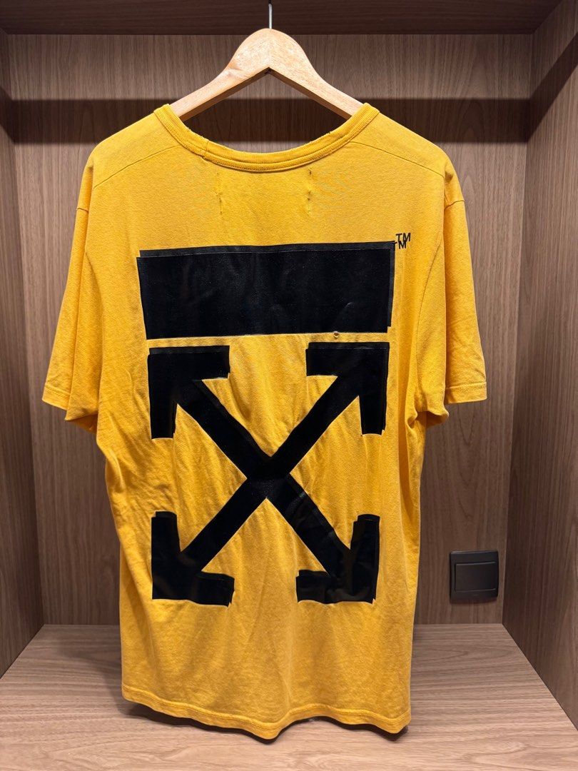 Black and yellow off white t shirt discount