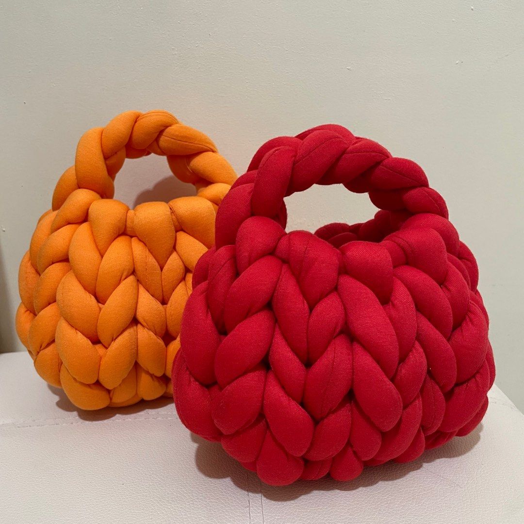 Orange and Red Handmade Crochet Chunky Bag (Category: Purses & Pouches) located in Navotas City. Submitted by zariiiiii (Listing ID 1270042304, Image 1). Description: 100% Handmade (manage your expectations as it is not machine-made) On-hand (red) (orange -sold) Can request other colors (depends on availability) Red - 349 Orange - 349 600 if you're going to get both Mod: Sdd, sco, flash, lbc Mop: Gcash .
