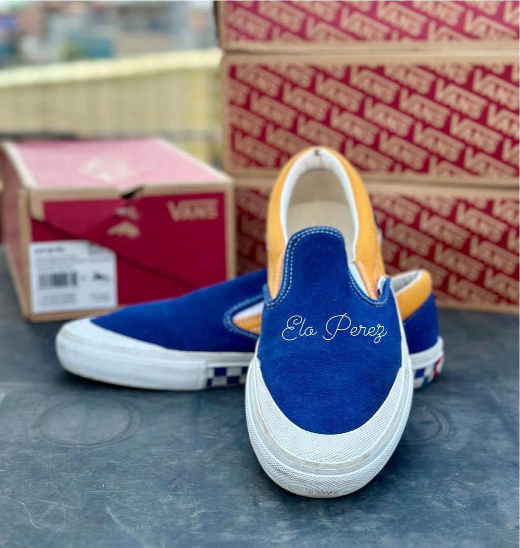 Vans slip discount on checkerboard sunflower
