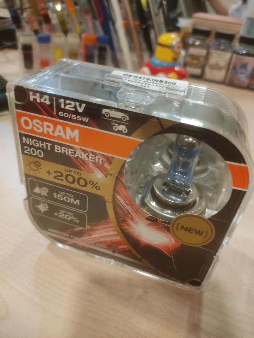 OSRAM NIGHT BREAKER 200 (H4), Auto Accessories on Carousell