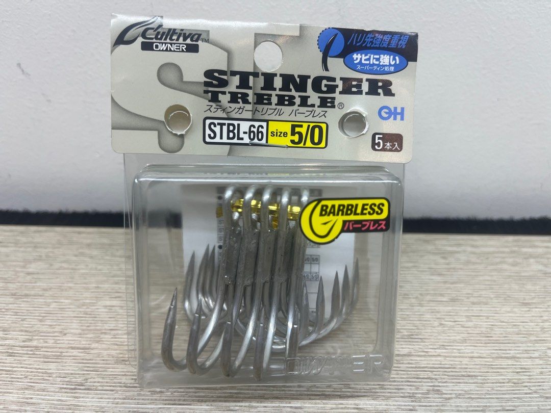 Owner STBL66 4X Barbless Treble Hooks Sz 5/0. GT Popping, Sports Equipment,  Fishing on Carousell