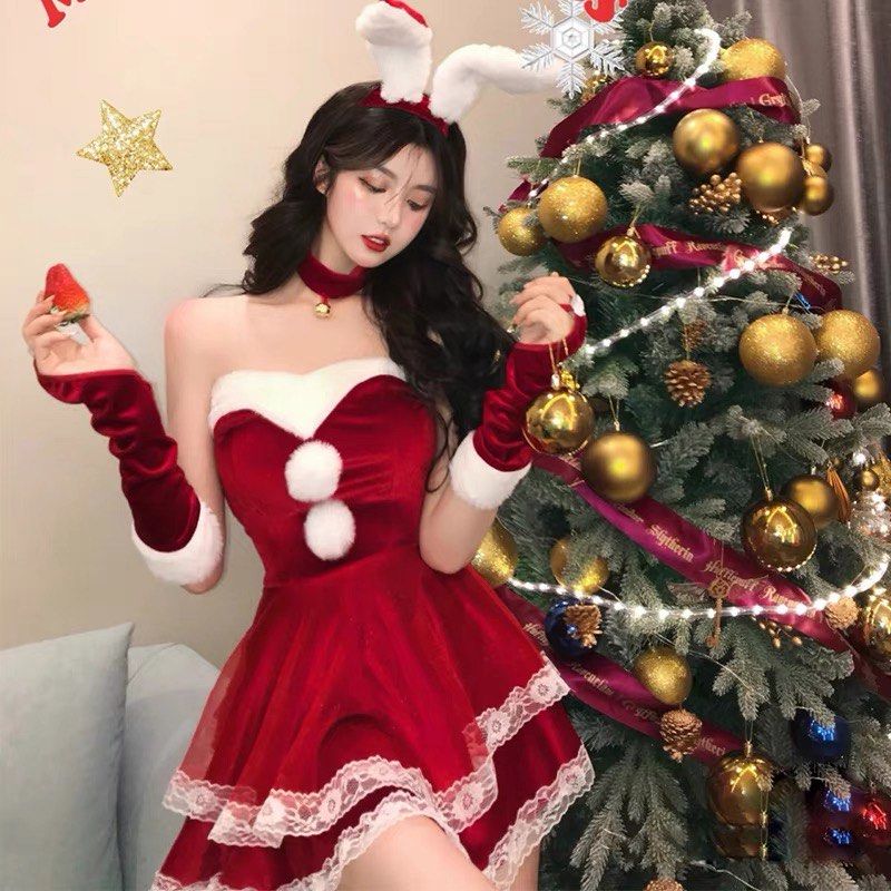 Party Dress Christmas costume Red lolita cosplay outfit Women s