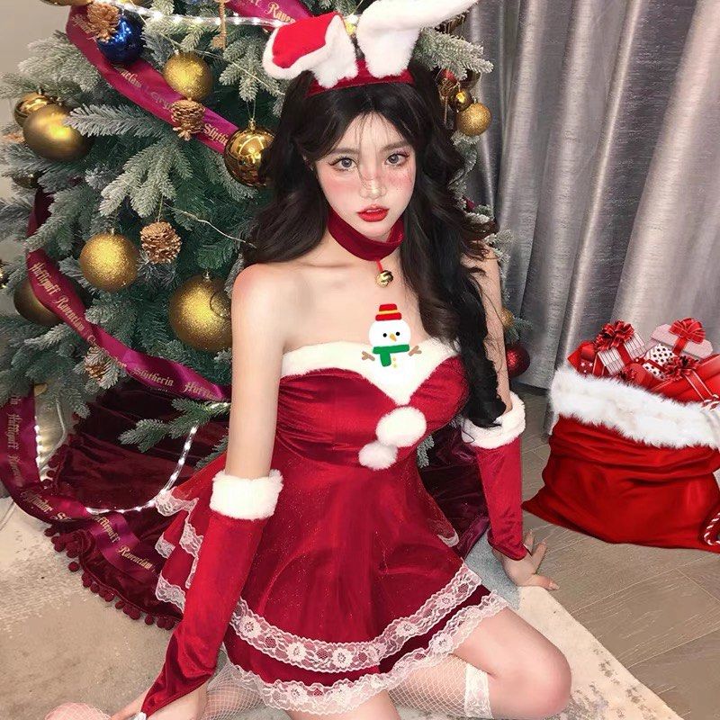Party Dress Christmas costume Red lolita cosplay outfit Women s