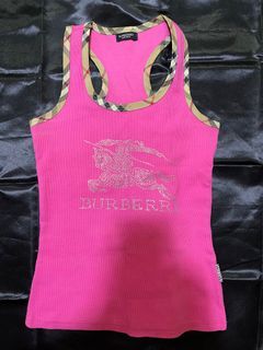 pink burberry tank top °❀⋆.ೃ࿔*:･ y2k