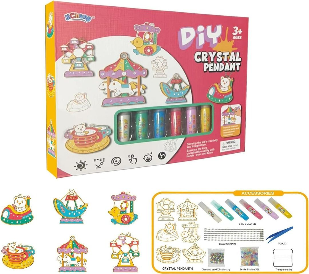 DIY Crystal Paint Arts and Crafts Set, Crystal Painting DIY, DIY Diamond  Painting Kits for Kids, Crystal Paint Arts and Crafts Set, Bake-Free  Crystal Color Glue Painting Pendant Toy 