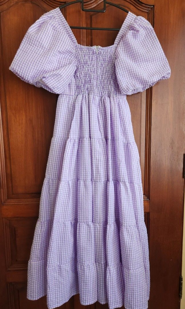 Purple sales checked dress