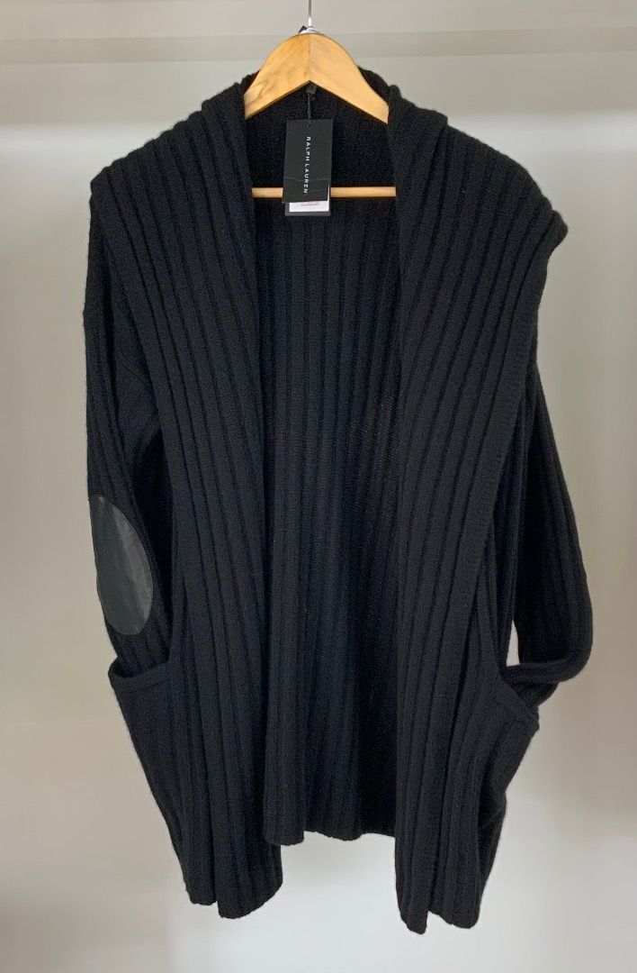 Ralph Lauren Black Cardigan with hood Women s Fashion Coats