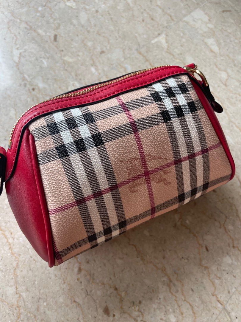 Red Burberry Sling Bag Pouch, Women's Fashion, Bags Wallets