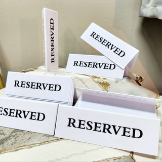 "RESERVE 2 FOR $7" 
12 Pieces For $42  
Water-resistant Stackable  
White Black Acrylic
Reserved Sign Events Dinner & Dance Table Party Props  Booking Signage Decoration