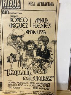 ROMEO VASQUEZ / Amalia Fuentes / Anna-Lissa - NAGBALIK NA LUMIPAS - Tagalog Filipino Old Newspaper Clip Cut Outside OPM Filipino Cinema Movie House Poster Wall Print Decor Ad
