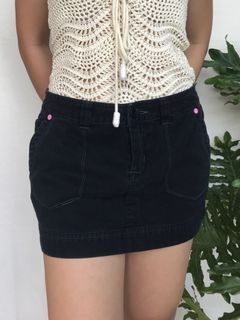 ROXY black denim mini skirt •28-30
