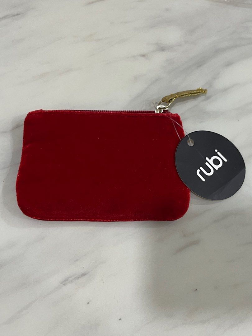 Rubi Cotton On red velvet fuzzy mini pouch coin purse Hobbies