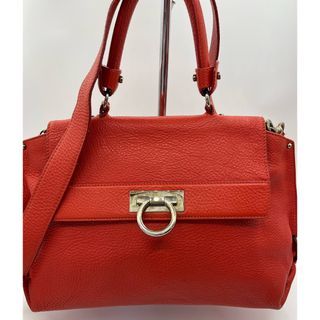 SALVATORE FERRAGAMO Sofia Large Red Grained Leather Women's Handbag AUTHENTIC