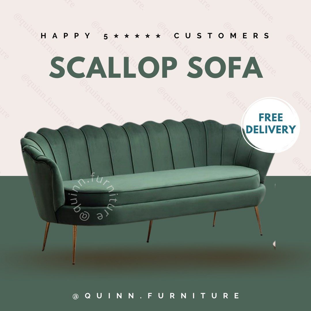 Scallop lotus luxury sofa velvet material seater seater