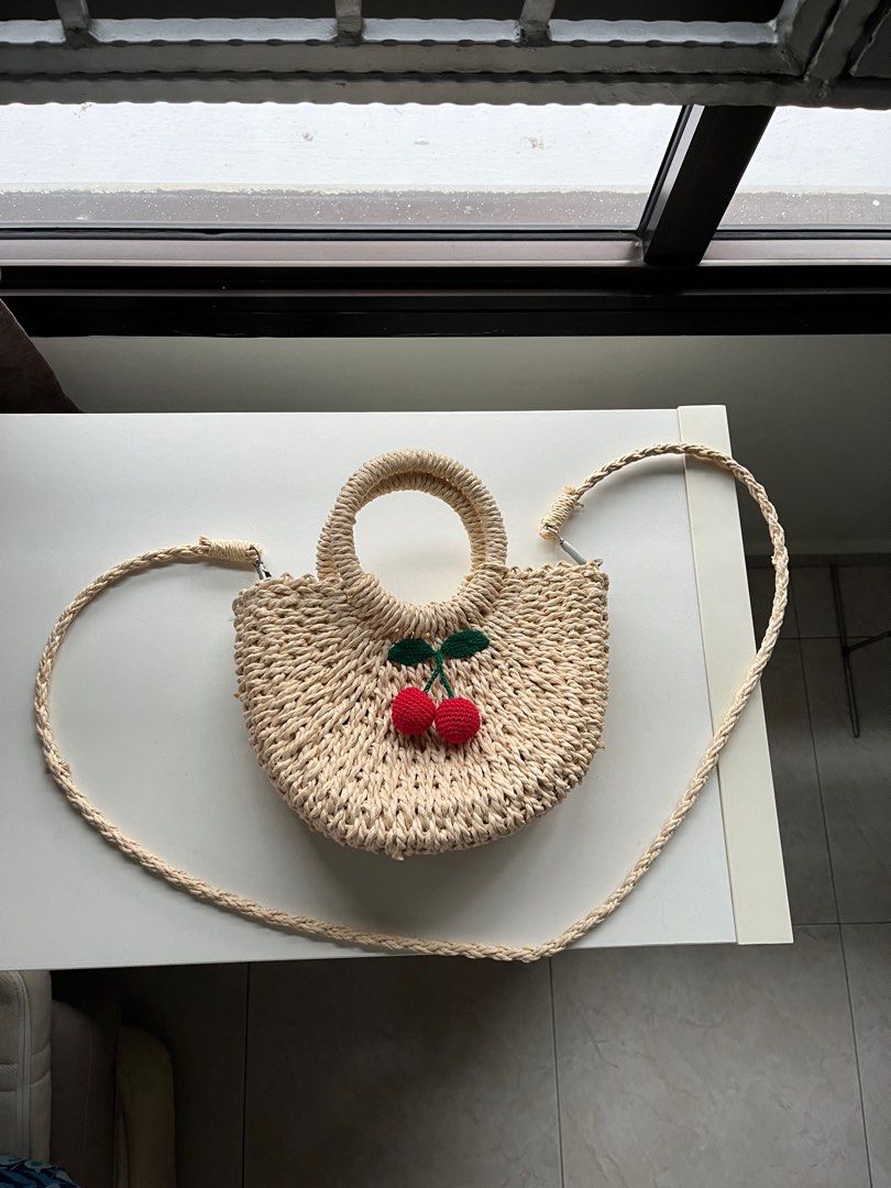 Cherry straw hotsell bag