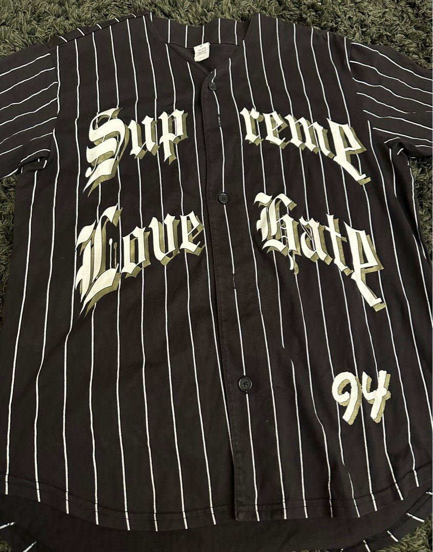 RARE 2019 Supreme Love Hate Red Baseball Jersey Shirt