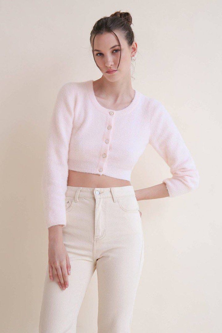 Fuzzy crop hotsell cardigan