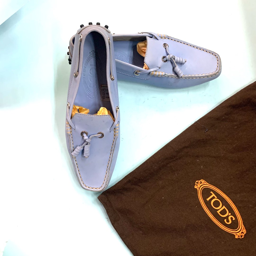 Tods Light Blue Flat Lofers, Women's Fashion, Footwear, Loafers on ...