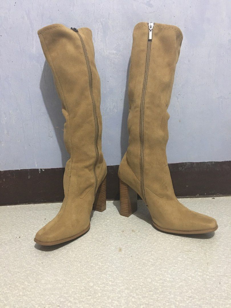 Vintage 90s y2k Candie's Bratz Camel Tan Faux Suede Chunky Heel Sock Tall  Boots 7 1/2, Women's Fashion, Footwear, Boots on Carousell