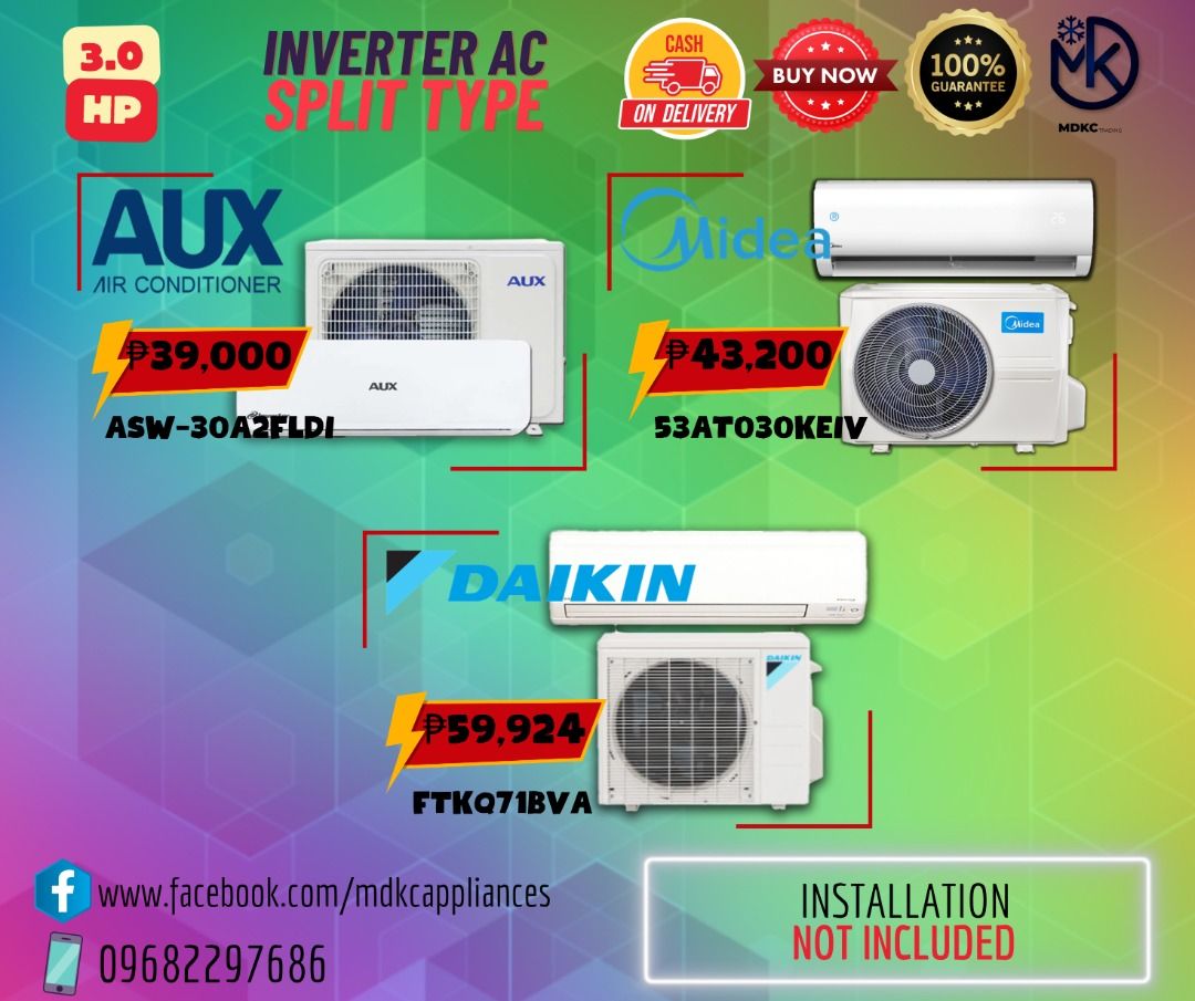 WALL MOUNTED SPLIT TYPE AIRCON INVERTER 1.0 HP 1.5 HP 2.0 HP 2.5 HP 3.0