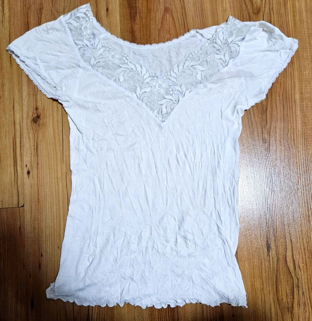 White lace top top short sleeve