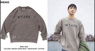 Wtaps college design crew neck sweatshirt cotton 軍綠衛衣 ( 潮牌 正版