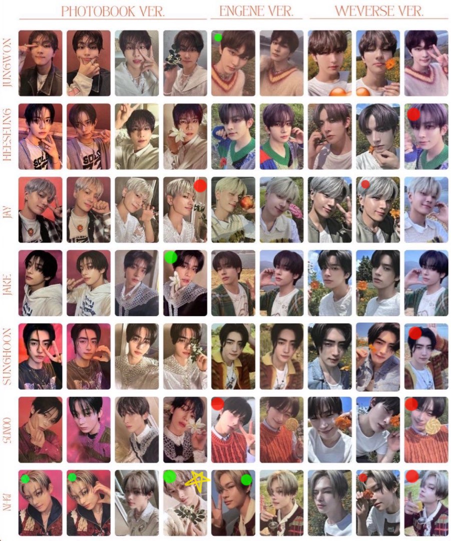 Wtt enhypen orange blood photocards jungwon heeseung jay sunghoon