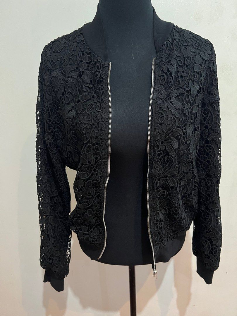 Zara black lace jacket top