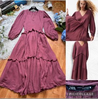 Zara puff maxi dress