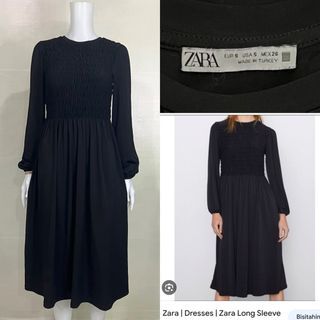 Zara Smock Long Black Dress