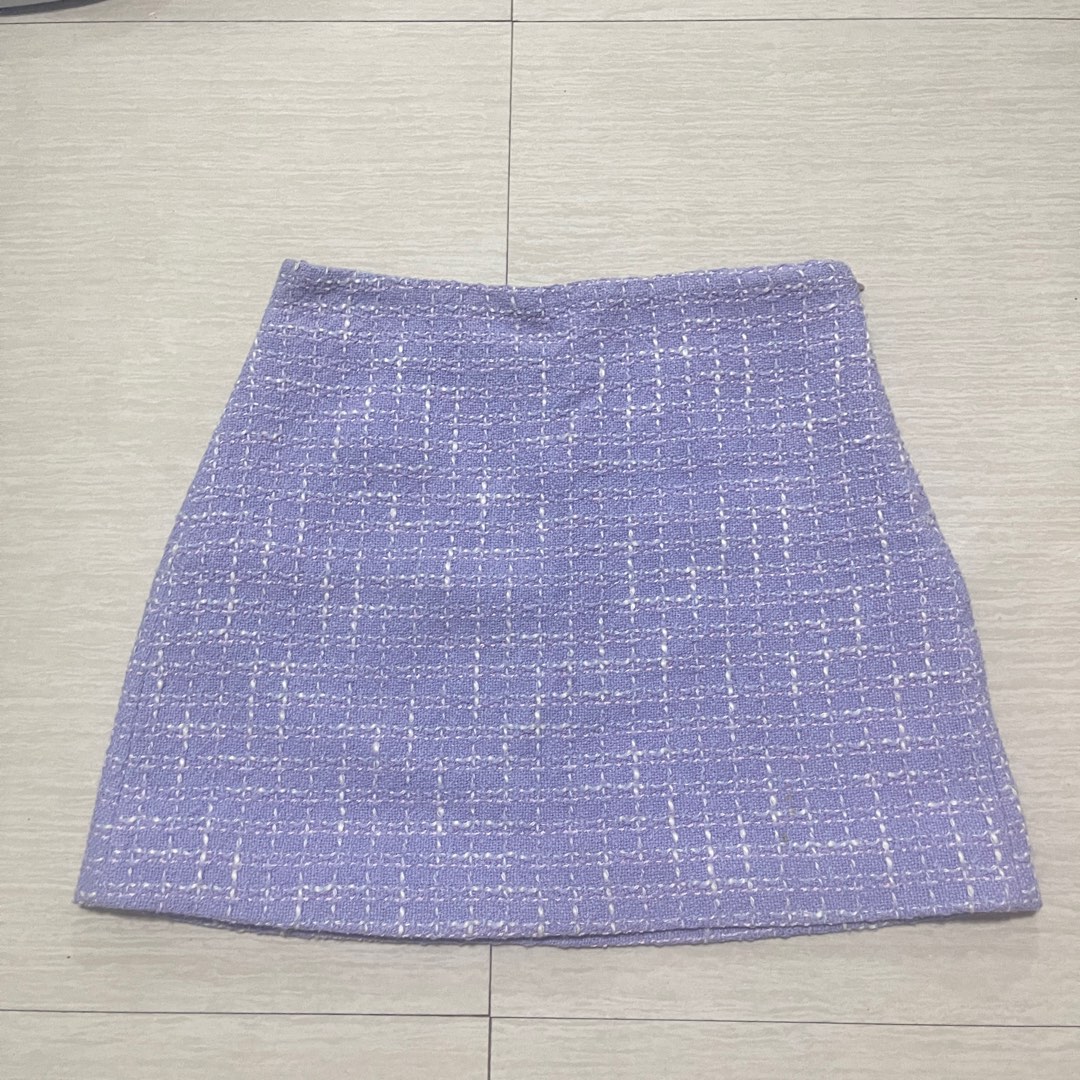 Purple tweed skirt zara shop