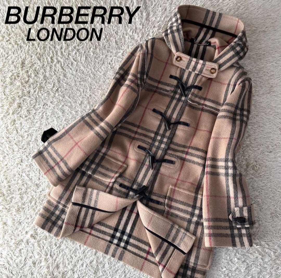 原價約11萬5／極美品／女L碼／Burberry 頂級款連帽羊毛大衣／牛角扣