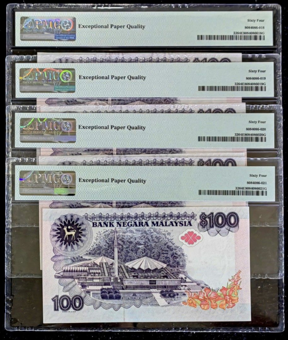 1989 Malaysia Ringgit (6th Series) 4 Running Numbers (ZK Prefix) (Rare ...