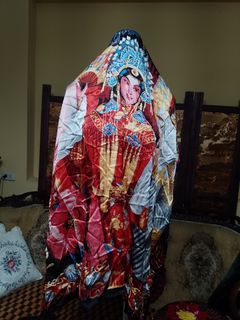 復古/中國風/京劇臉譜/質感超優/流蘇/大絲巾/二手品相如圖