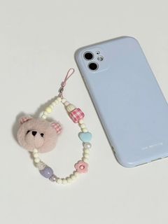 全新～超可愛😍 奶呼呼 立體 熊熊 手機吊飾、手機掛飾 串珠