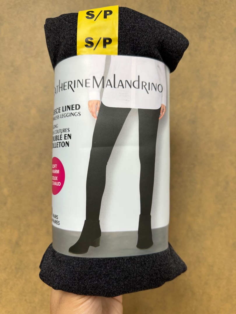 Catherine Malandrino Women’s 2 Pack of Fleece Lined Seamless Leggings /  Black