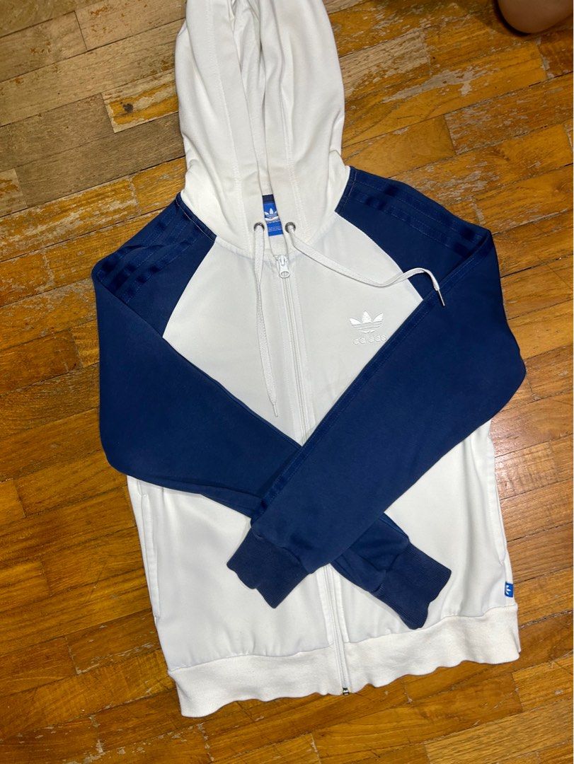 Adidas zip best sale up hoodie blue