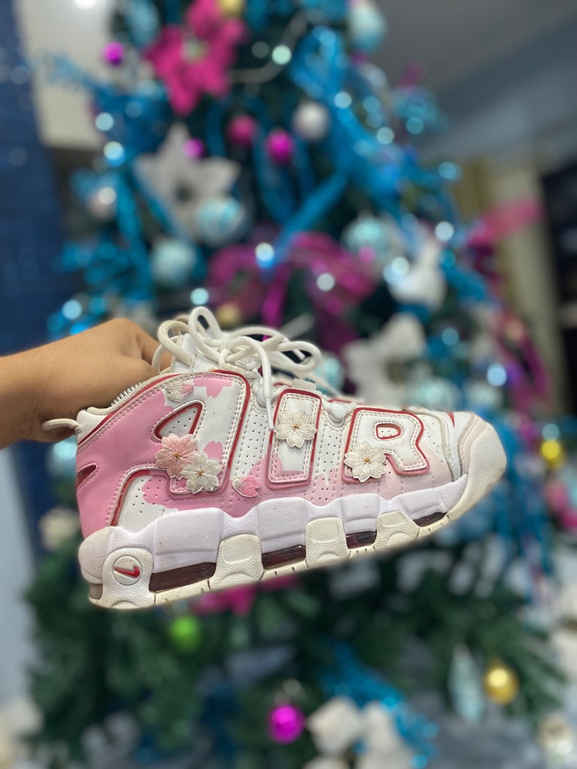 Air Uptempo White Pink Flower Women s Fashion Footwear Sneakers