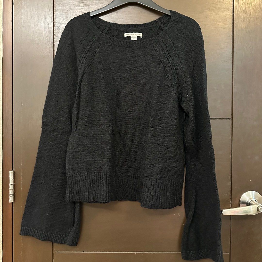 American Eagle Black Bell Sleeve Sweater Women s Fashion Coats