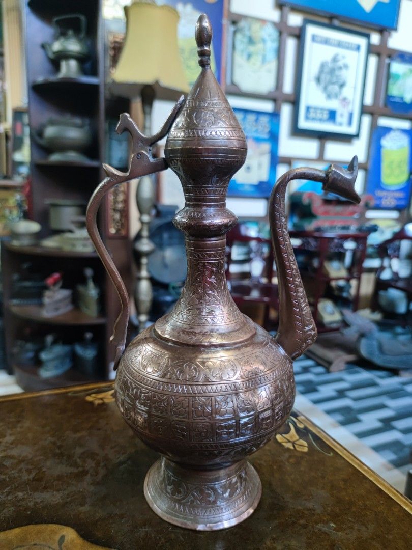 Antique brass coffee pot top