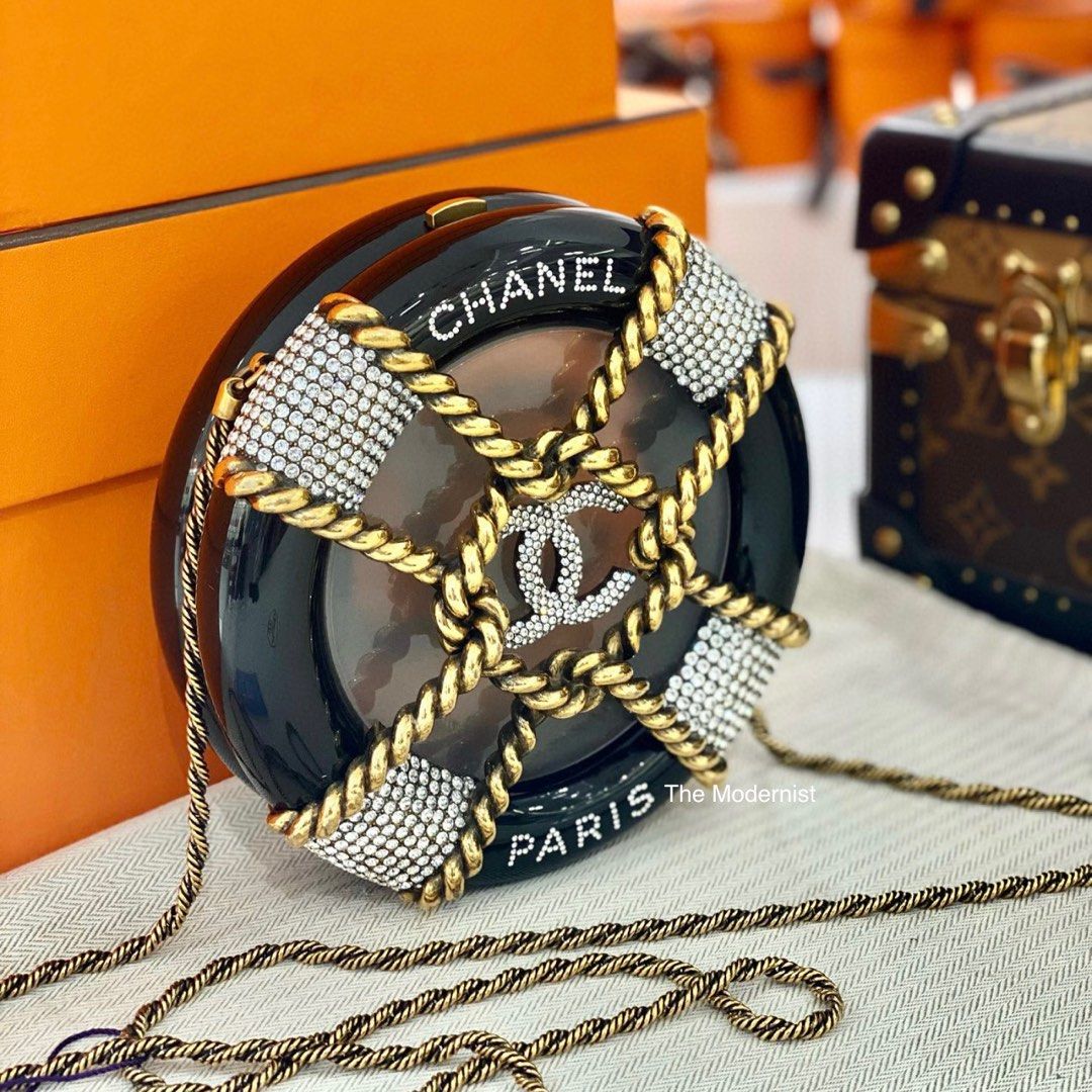 Authentic Chanel 2018 Runway Resin Rescue Wheel Minaudiere Evening Clutch