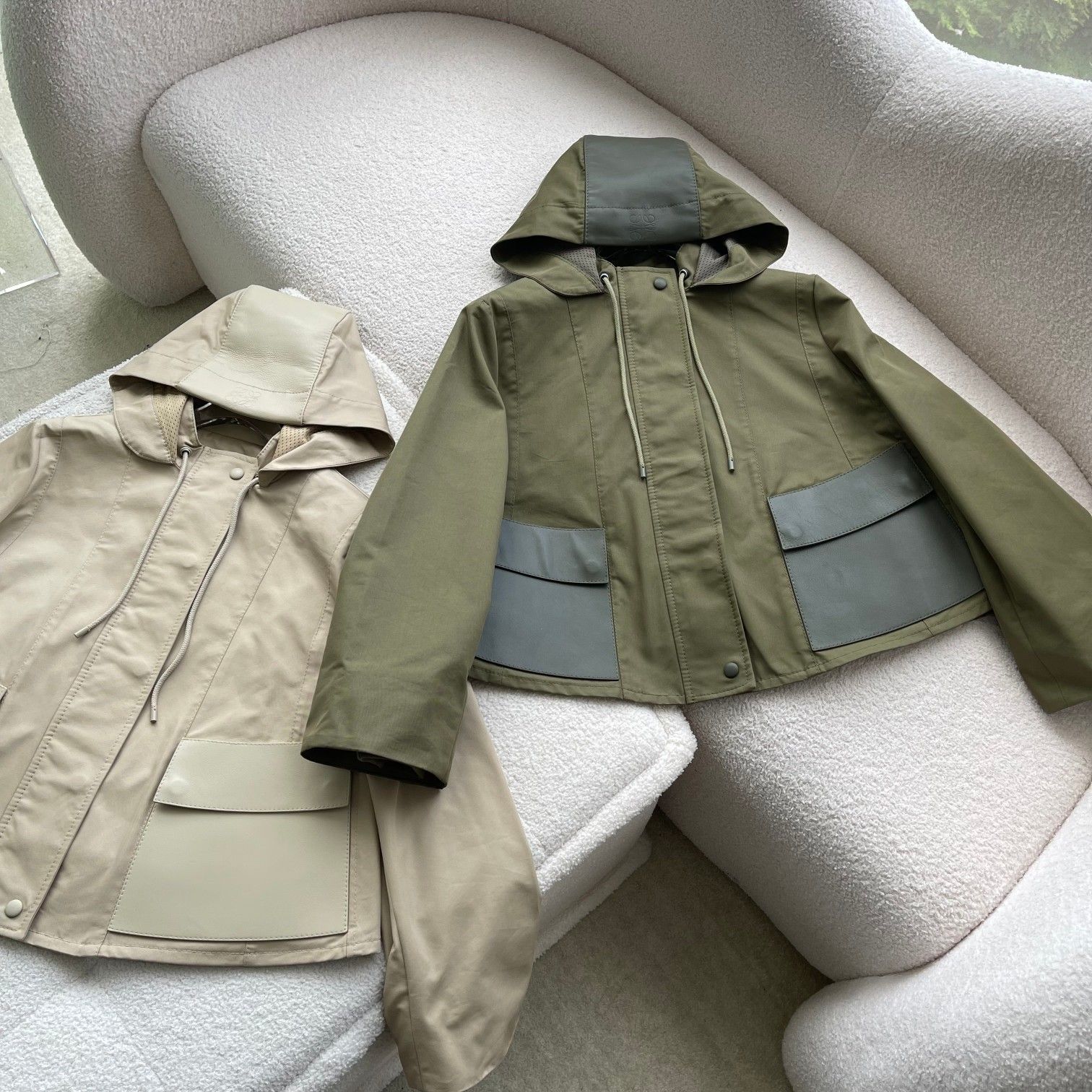 Authentic loewe Patchwork Leather Short Patchwork Lambskin Windbreaker Jacket