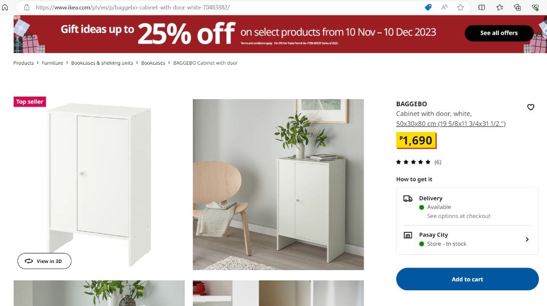 BAGGEBO Cabinet with door, white, 195/8x113/4x311/2 - IKEA